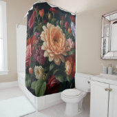 Bloemboeket schilderij op donkere achtergrond douchegordijn (In situ)