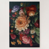 Bloemboeket schilderij op donkere achtergrond legpuzzel (Verticaal)