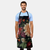 Bloemboeket schilderij op donkere achtergrond schort (Gedragen)
