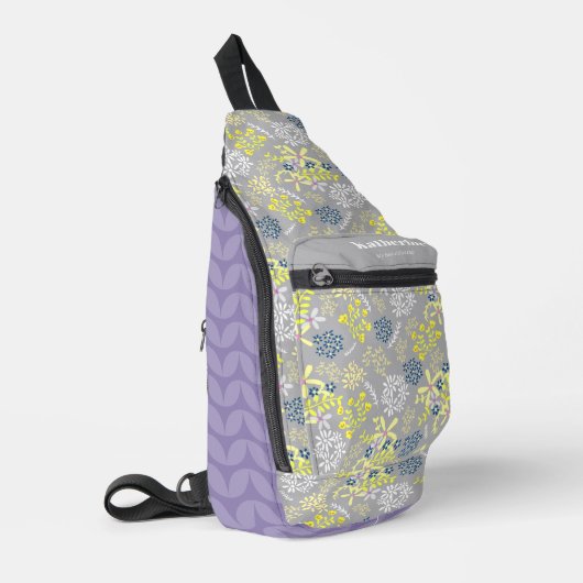 Bloemboeket Tiny Bouquet grijs lavendel Sling Bag (Linkerhoek)