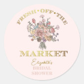 Bloemboeket Vers van de Markt Bruidsdouche Ronde Sticker (Voorkant)