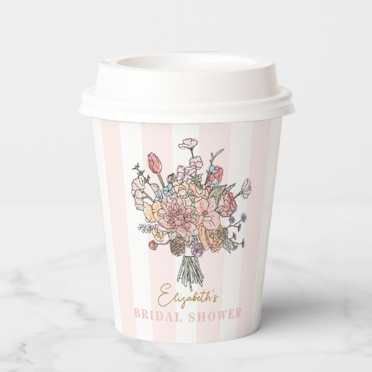 Bloemboeket Vers van de Markt Bruidsfeest Papieren Bekers (Achterkant)