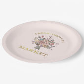 Bloemboeket Vers van de Markt Bruidsfeest Papieren Bordje (Gekanteld)