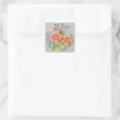 Bloemboeket Vierkante Sticker (Tas)