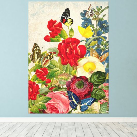  bloemboeket vlinders verpakt canvas (Insitu (Houten vloer))