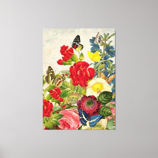  bloemboeket vlinders verpakt canvas (Voorkant)