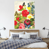  bloemboeket vlinders verpakt canvas afdruk (Insitu (Slaapkamer))