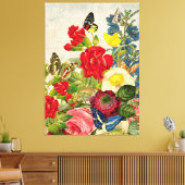  bloemboeket vlinders verpakt canvas afdruk (Insitu (Woonkamer))