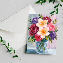 Bloemboeket Waterverf Bloemenschildering Kaart