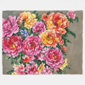 Bloemboeket Waterverf Pioenrozen op Tan Fleece Deken (Voorkant (Horizontaal))