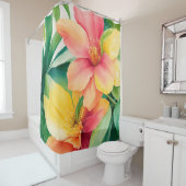 Bloemboeket Waterverf Tropische bloemen Douchegordijn (In situ)