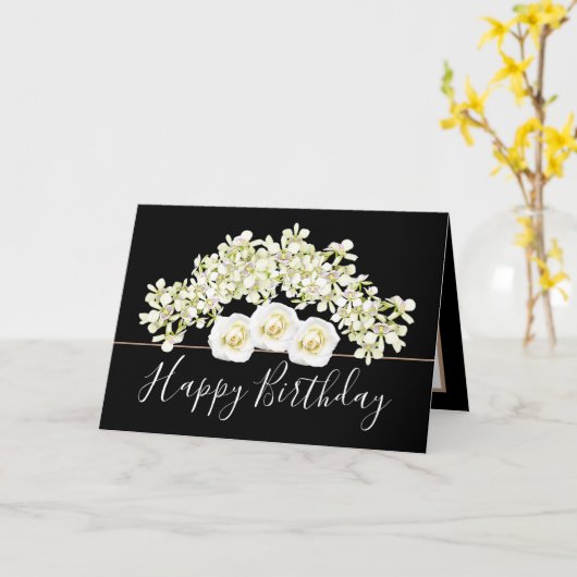  bloemboeket Witte Orchidee Bloem Verjaardag Kaart (Gele Bloem)