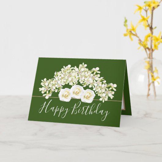  bloemboeket Witte Orchidee Bloem Verjaardag Kaart (Gele Bloem)