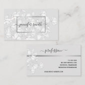 Bloemboeketpatroon Eenvoudig zilvergrijs Elegant Visitekaartje (Voorkant / Achterkant)