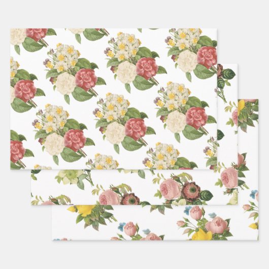Bloemboeketpatroon Inpakpapier Vel (Set)