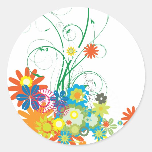 bloemboeketten van wervelingen vector ronde sticker (Voorkant)