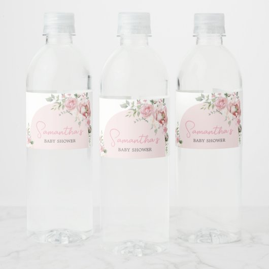 Bloemboog Baby in Bloom Baby Shower Waterfles Etiket (Flessen)