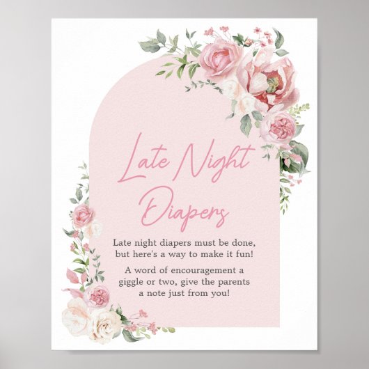 Bloemboog Baby in Bloom Late Night Luiers Poster (Voorkant)