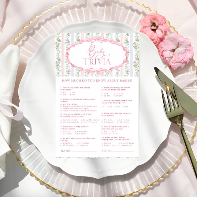  Bloemboog Baby shower Baby Trivia Game (Creator heeft geüpload)