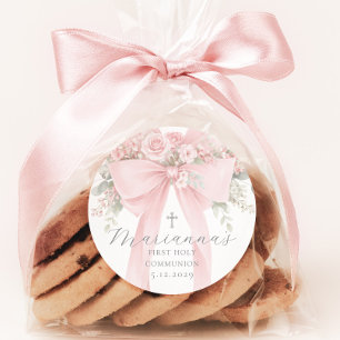 Bloemboog Eerste Heilige Communie Elegant Ronde Sticker