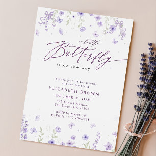 Bloemboog Lavendel Vlinder Baby Shower Kaart