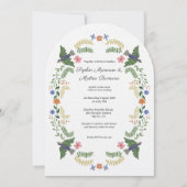 Bloemboog linnen bruiloft kaart (Voorkant)