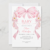 Bloemboog meisje lint boog coquette Baby shower Kaart (Voorkant)
