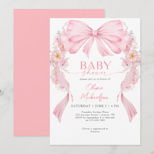 Bloemboog meisje lint boog coquette Baby shower Kaart