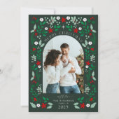 Bloemboog Prettig Kerstmis Foto Vakantiekaart Kaart (Voorkant)