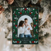 Bloemboog Prettig Kerstmis Foto Vakantiekaart Kaart