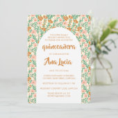 Bloemboog Roze Bloem Patroon CUSTOM Quinceañera Kaart (Staand voorkant)