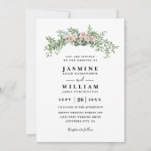 Bloemboog Rustieke Elegante Moderne QR Code Trouw Kaart (Voorkant)