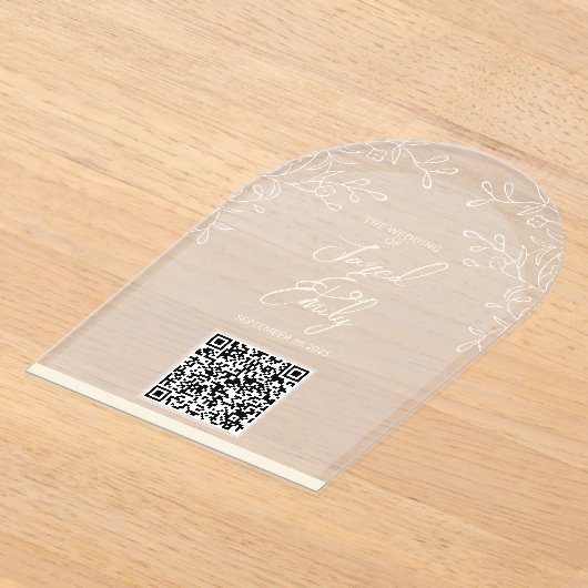 Bloemboog stijl bruiloft uitnodiging QR-code (Laagn)