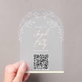 Bloemboog stijl bruiloft uitnodiging QR-code