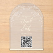 Bloemboog stijl bruiloft uitnodiging QR-code (Voorkant)