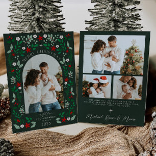 Bloemboog vrolijk kerstfoto vakantiekaart kaart