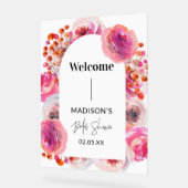 Bloemboog Welkom Bruidsfeest Bord Acryl (Hoek)