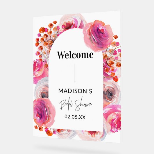 Bloemboog Welkomst Bruids Shower Bord van Acryl (Hoek)