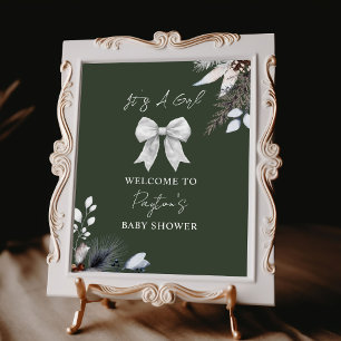 Bloemboog Winter Green Girl Baby shower Welkom Poster