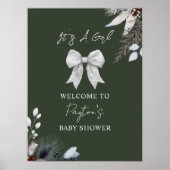 Bloemboog Winter Green Girl Baby shower Welkom Poster (Voorkant)