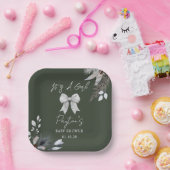 Bloemboog Winter Meisje Groen Baby shower Welkom Papieren Bordje (Feest)