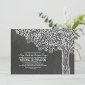 Bloemboom Mason Jar Lights Chalkboard bruiloft Kaart (Staand voorkant)