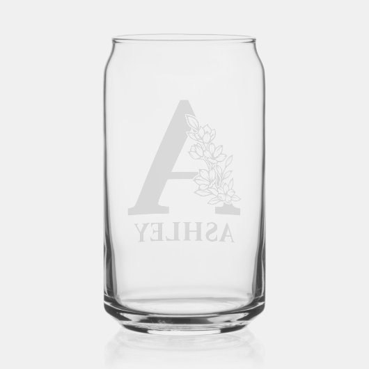 Bloembrief A Monogram en gepersonaliseerde naam Blikvorm Glas (Achterkant)