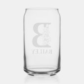 Bloembrief B Monogram en gepersonaliseerde naam Blikvorm Glas (Achterkant)
