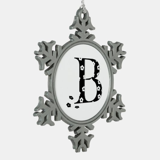 bloembrief B Tin Sneeuwvlok Ornament (Links)