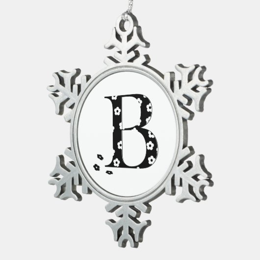 bloembrief B Tin Sneeuwvlok Ornament (Rechts)