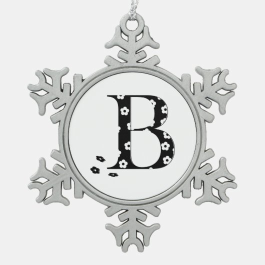 bloembrief B Tin Sneeuwvlok Ornament (Voorkant)