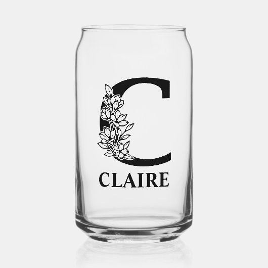Bloembrief C Monogram en gepersonaliseerde naam Blikvorm Glas (Voorkant)