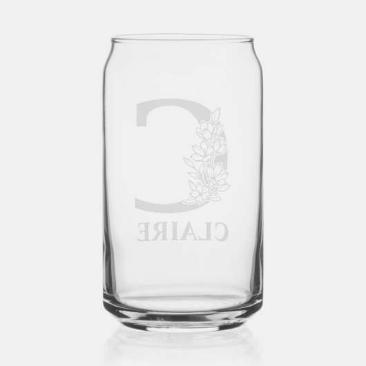 Bloembrief C Monogram en gepersonaliseerde naam Blikvorm Glas (Achterkant)