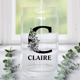 Bloembrief C Monogram en gepersonaliseerde naam Blikvorm Glas